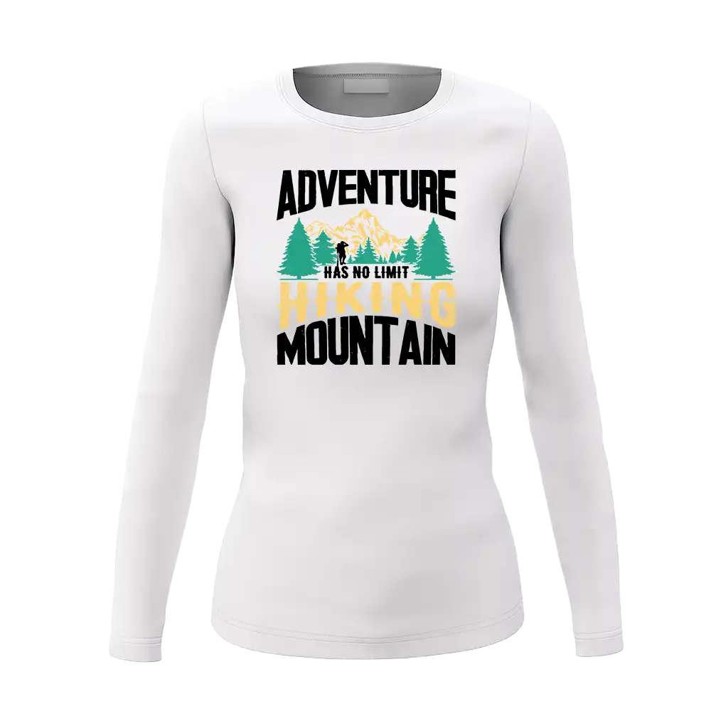 A stylish Adventure Has No Limit Women Long Sleeve Shirt featuring a unique design, perfect for casual outings and outdoor adventures.