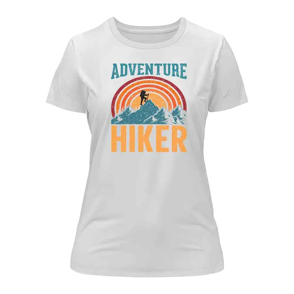 A stylish Adventure Hiker T-Shirt for Women, featuring a comfortable fit and vibrant design, perfect for outdoor activities.