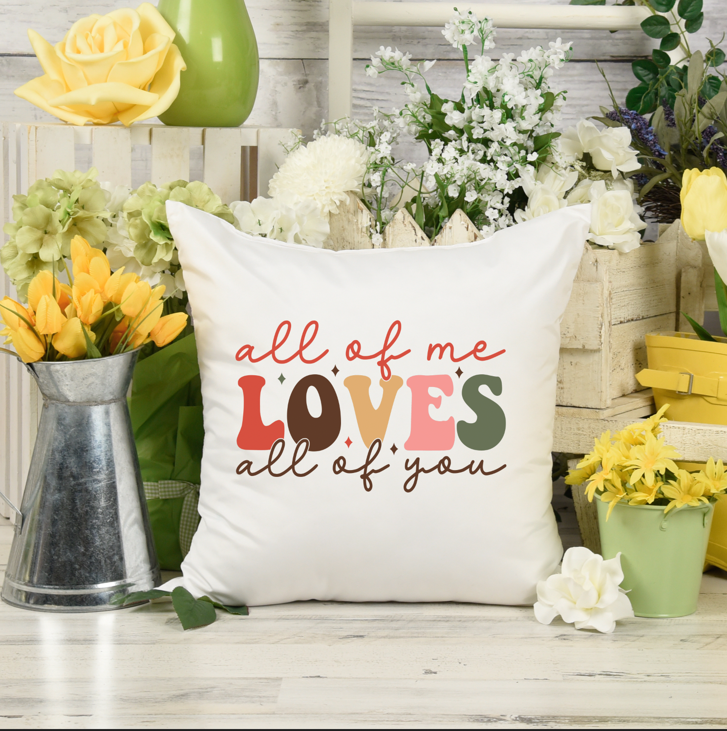 All Of My Loves All Of You Pillow Case with side zipper, 16x16 inches, customizable filling options.