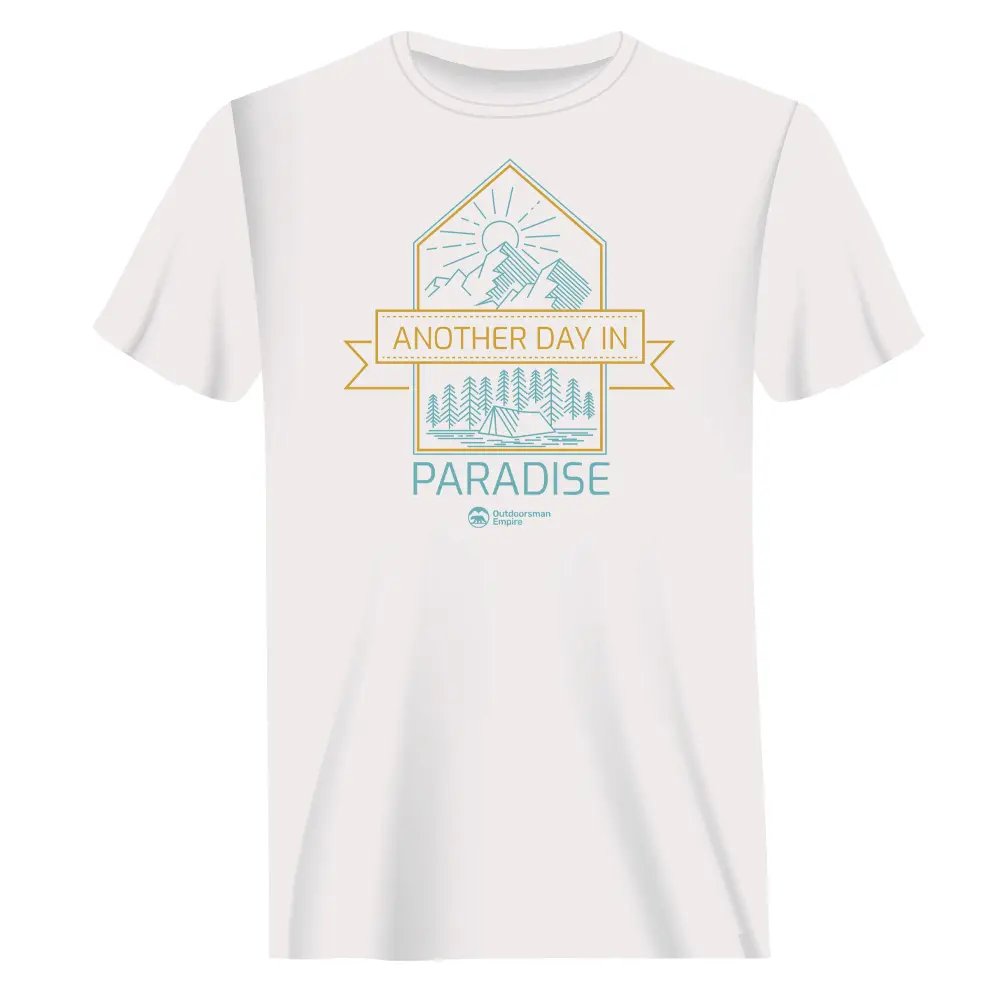 Another Day In Paradise Man T-Shirt featuring a modern classic fit, made from 100% Ringspun Cotton in a solid color, designed for comfort and style.