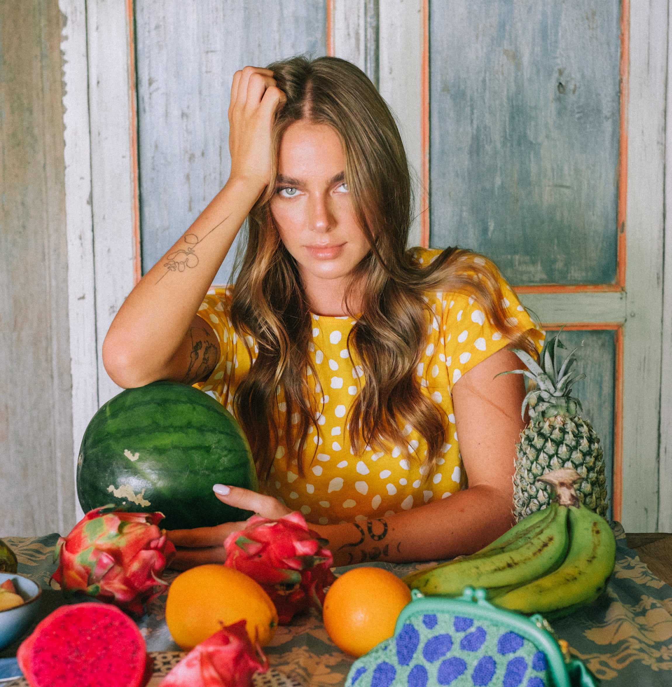 ARNOLDI Organic Cotton Shirt in Golden Saffron featuring a unique Arnoldi flower pattern, made from breathable organic cotton.