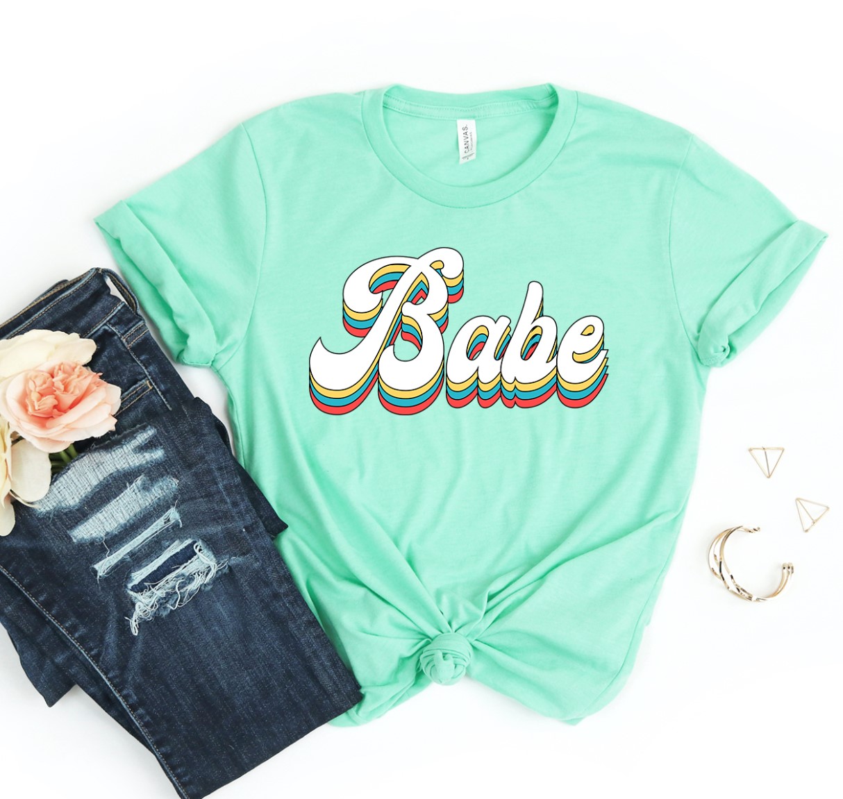Babe T-shirt made of premium ring spun cotton, featuring a soft feel and high-quality flex print design.