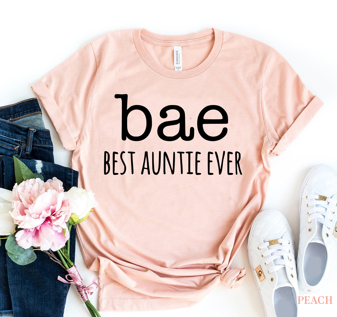 Bae T-shirt made of premium ring spun cotton, featuring a soft textile flex print design in various sizes.