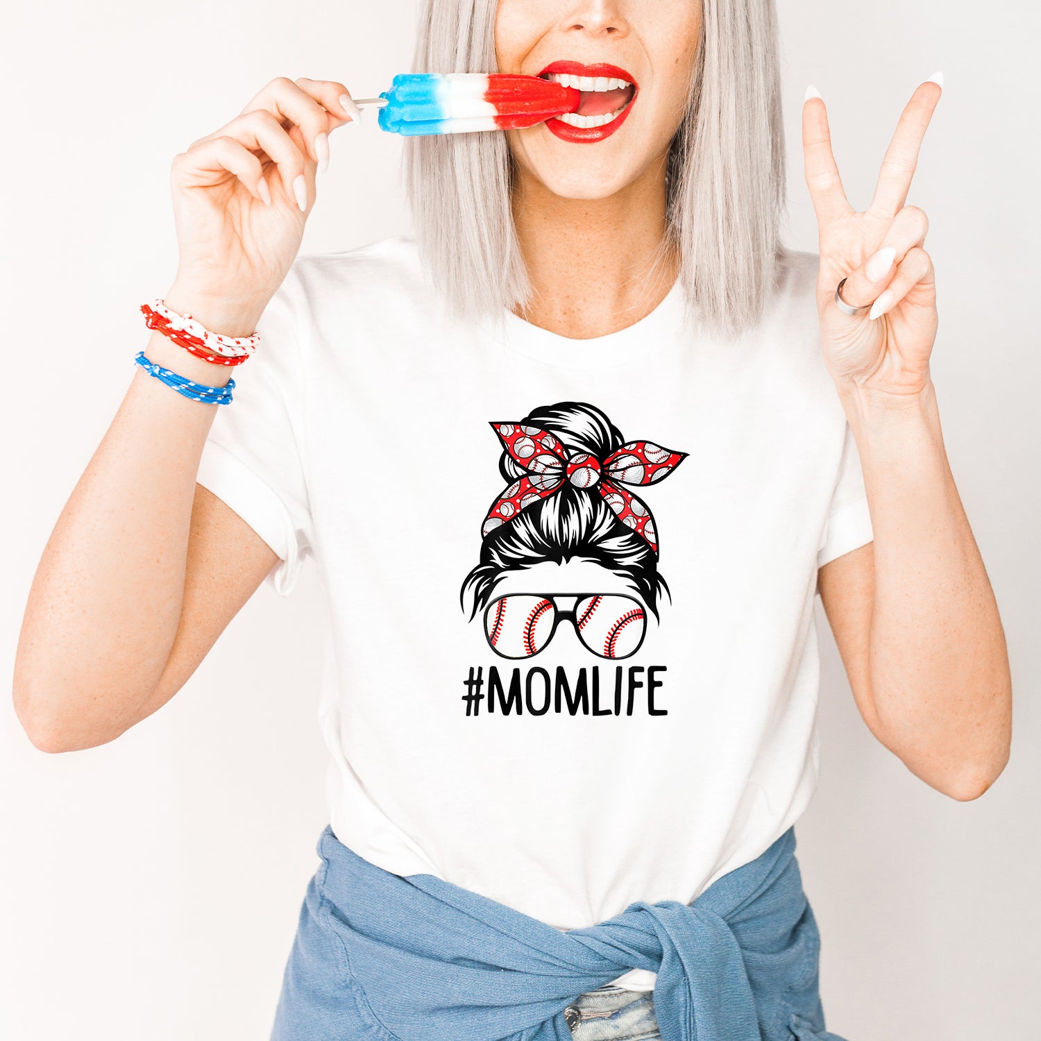 Baseball Mom Messy Bun Unisex T-shirt featuring a stylish messy bun graphic, perfect for game days.