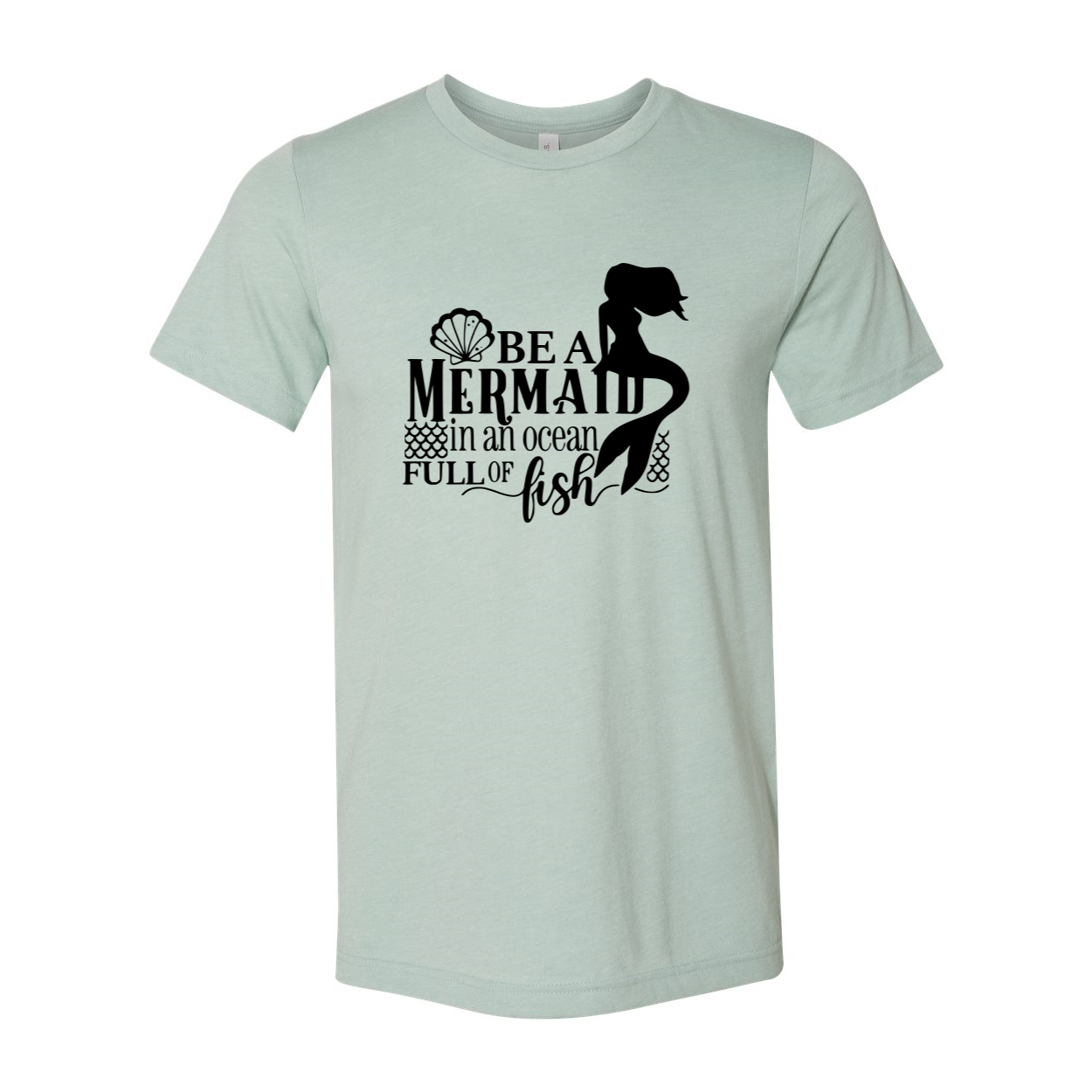 A stylish unisex T-shirt featuring a whimsical mermaid design, crafted from soft ring spun cotton, available in multiple colors.