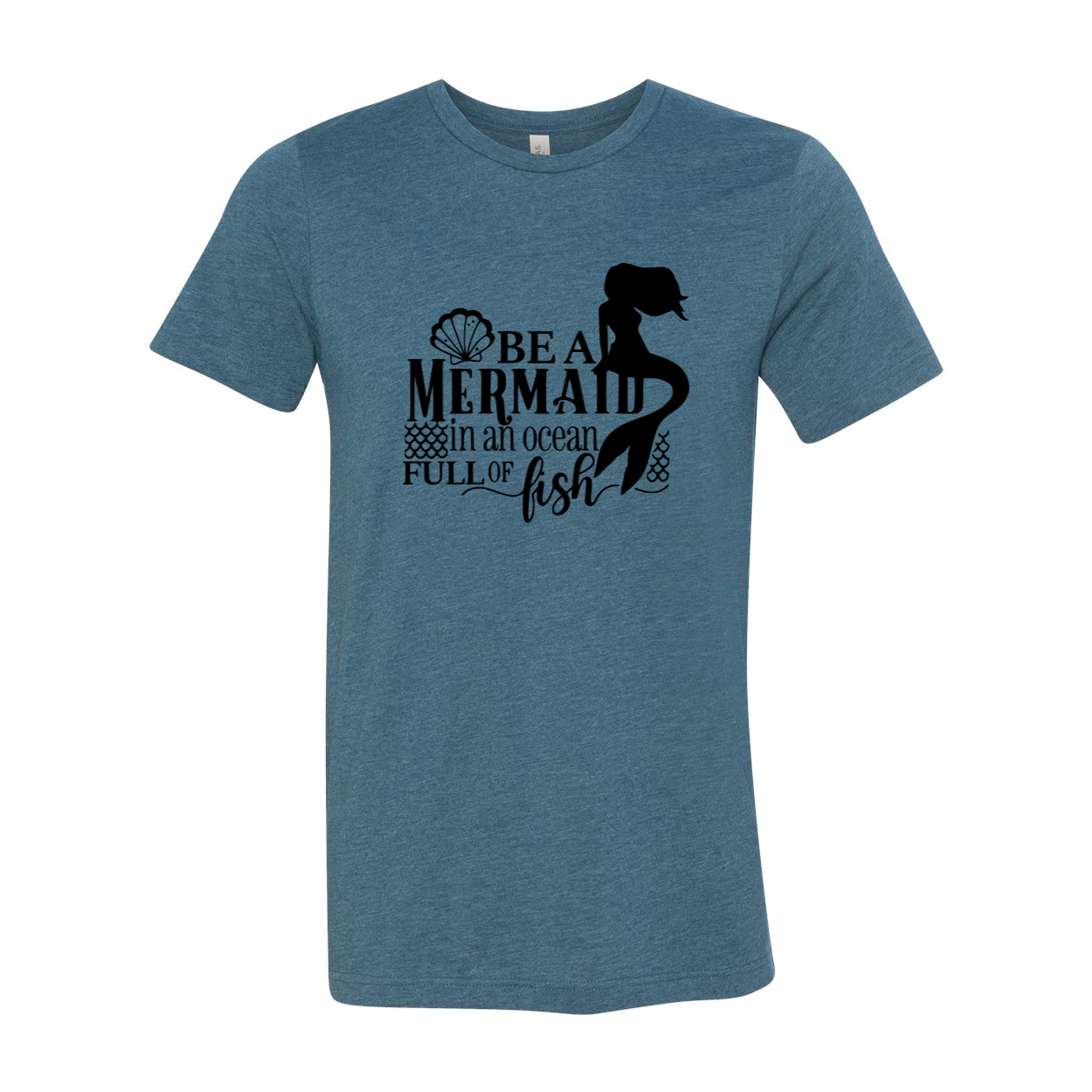 A stylish unisex T-shirt featuring a whimsical mermaid design, crafted from soft ring spun cotton, available in multiple colors.