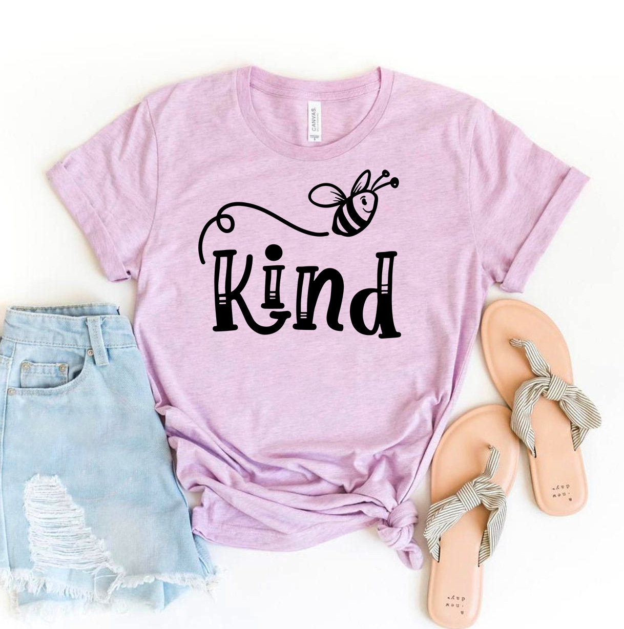 Bee Kind T-shirt made of premium ring spun cotton, featuring a soft textile flex print design in a comfortable retail fit.