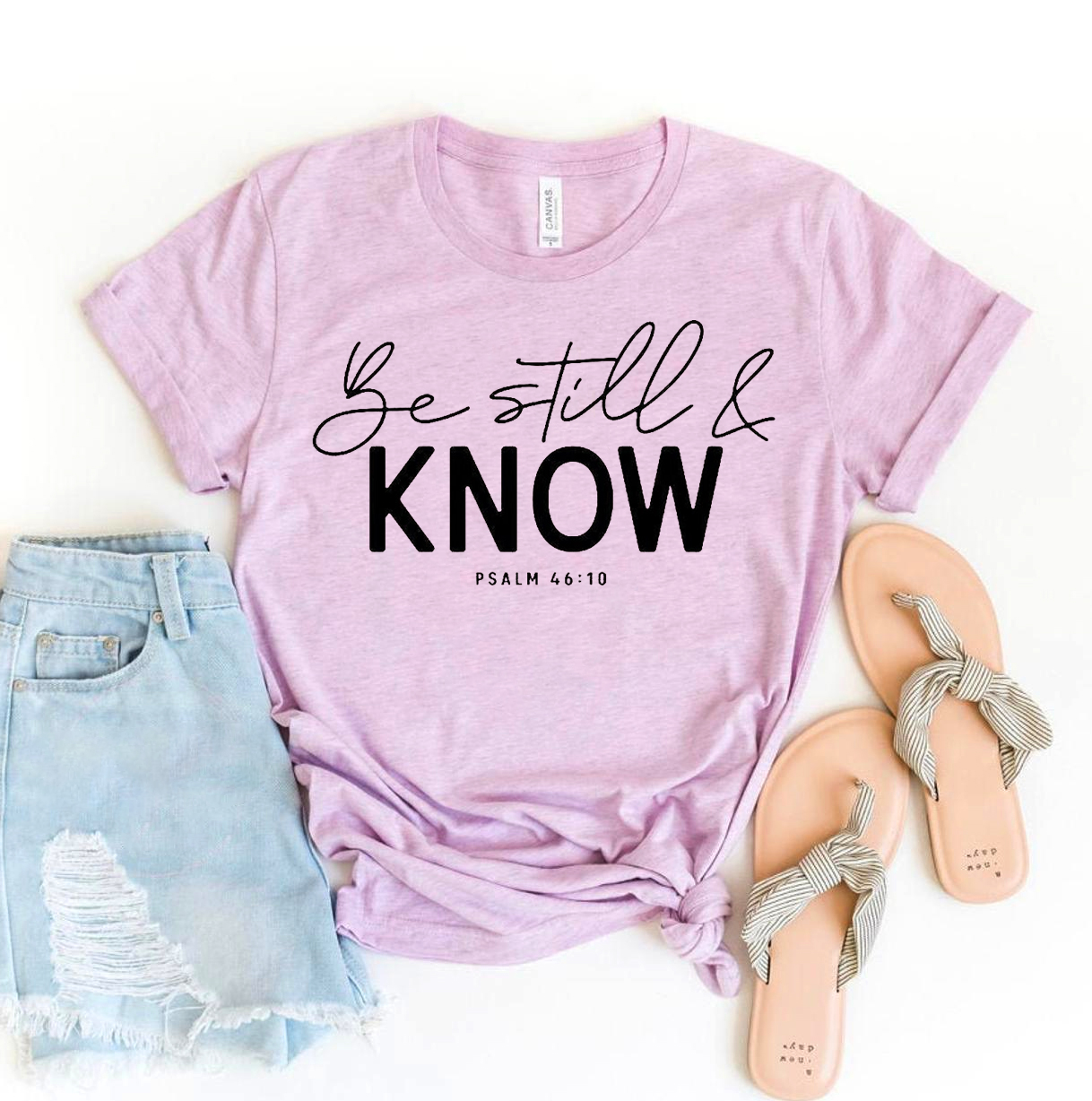 Be Still And Know T-shirt made from premium ring spun cotton, featuring a soft textile flex print design.