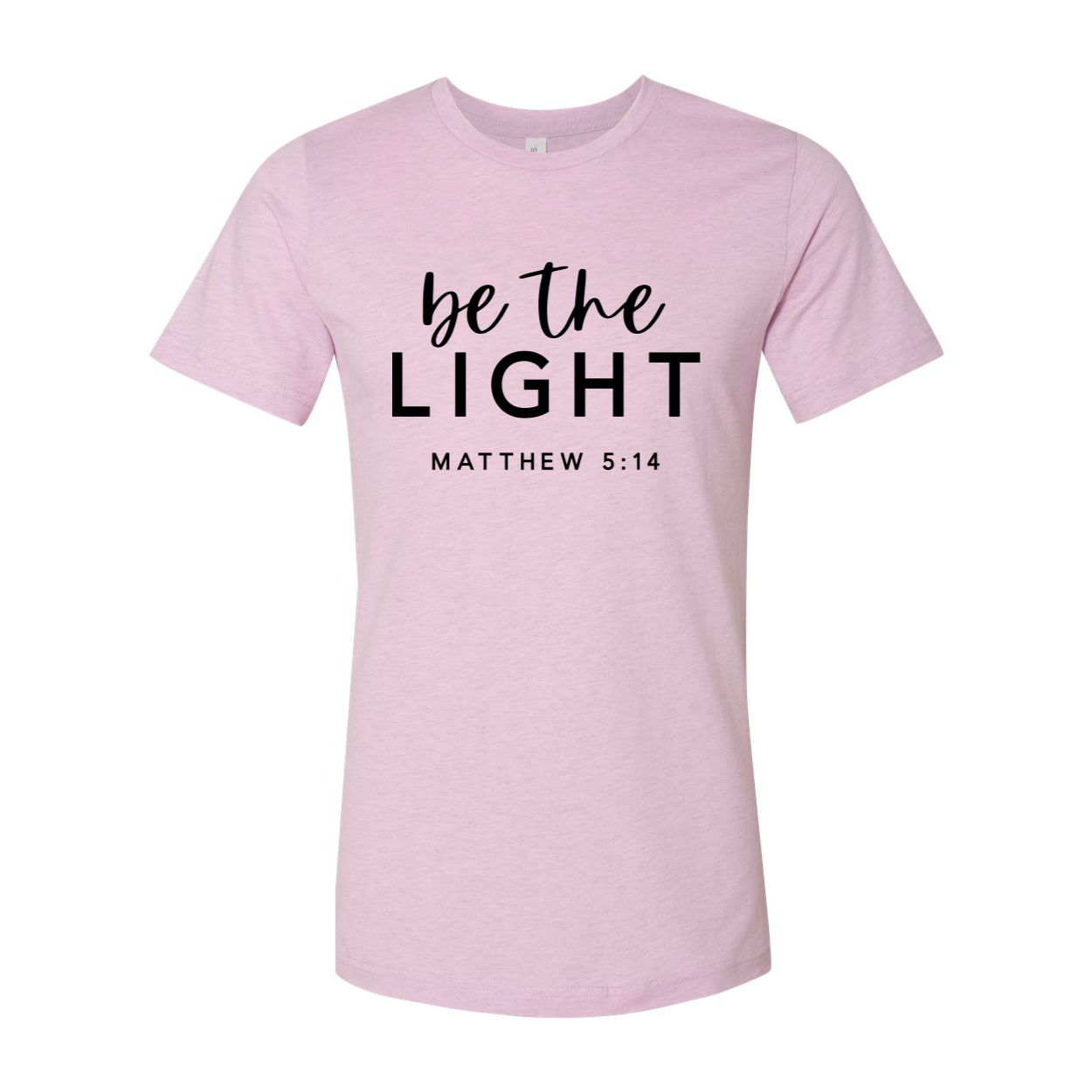 Be The Light T-shirt in various sizes, showcasing its soft fabric and classic unisex design.