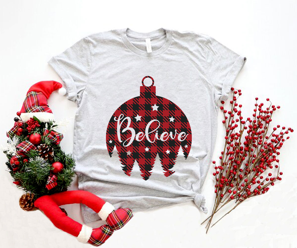 A stylish Believe Shirt made from soft ring spun cotton, available in multiple colors and sizes, featuring a crew neck and short sleeves.