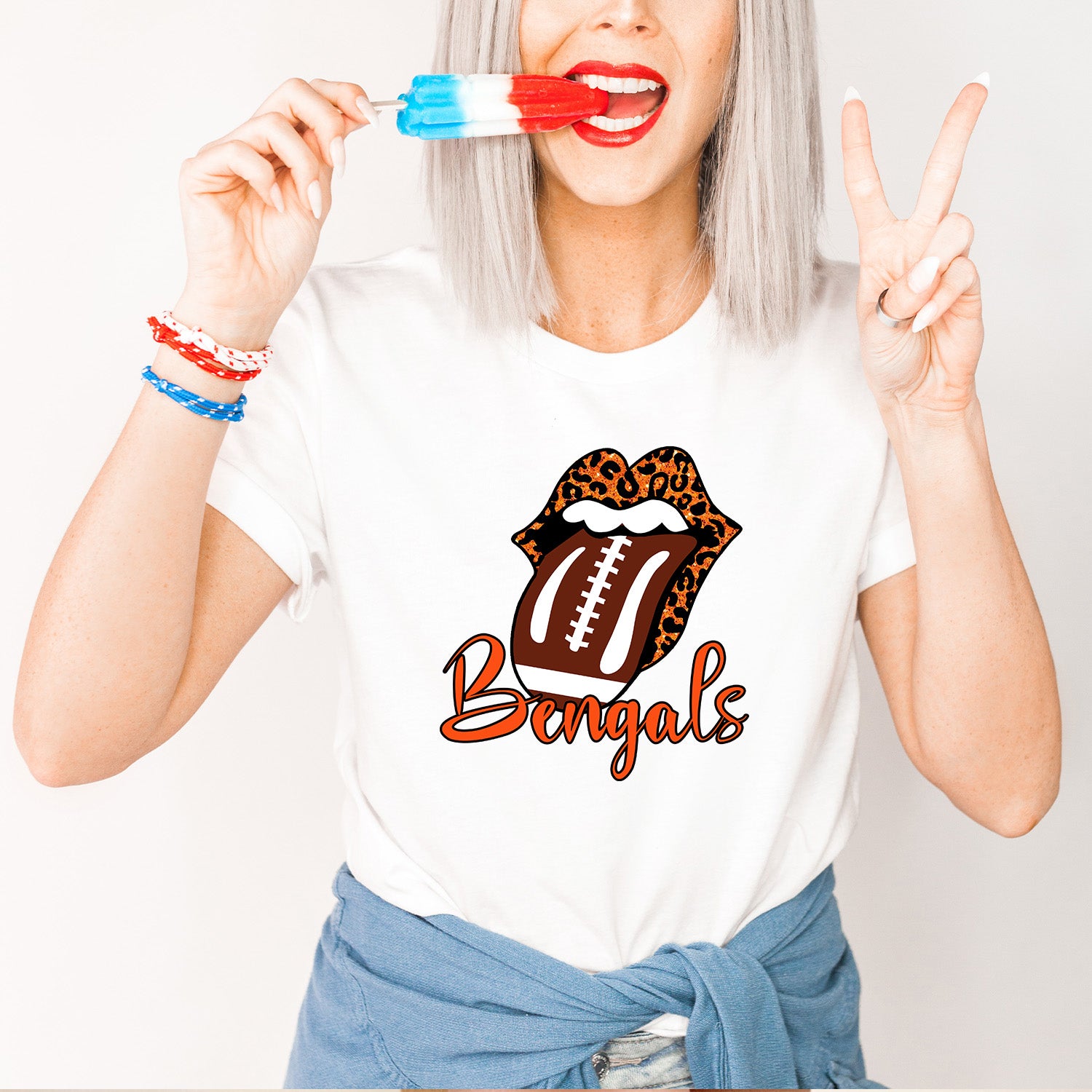 Bengals Leopard Lips Unisex T-shirt featuring a vibrant leopard lips design on a comfortable fabric.