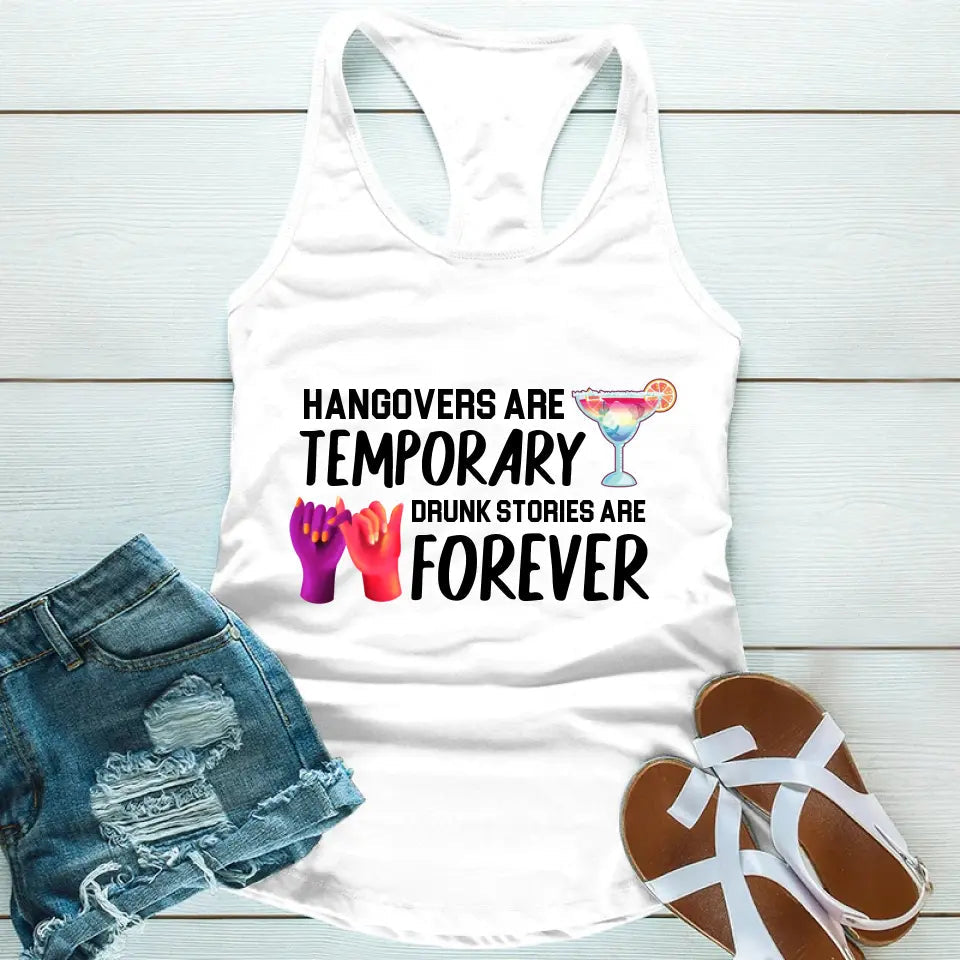 A stylish tank top featuring the phrase 'Best Friends Drunk Stories Are Forever', designed for comfort and casual wear.