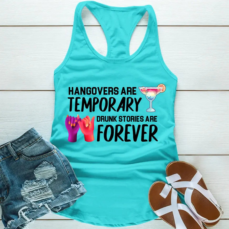 A stylish tank top featuring the phrase 'Best Friends Drunk Stories Are Forever', designed for comfort and casual wear.