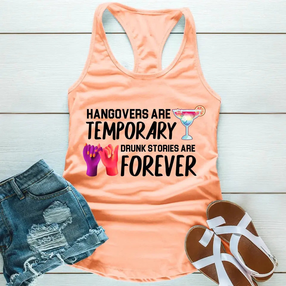 A stylish tank top featuring the phrase 'Best Friends Drunk Stories Are Forever', designed for comfort and casual wear.