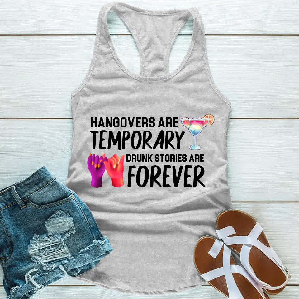 A stylish tank top featuring the phrase 'Best Friends Drunk Stories Are Forever', designed for comfort and casual wear.