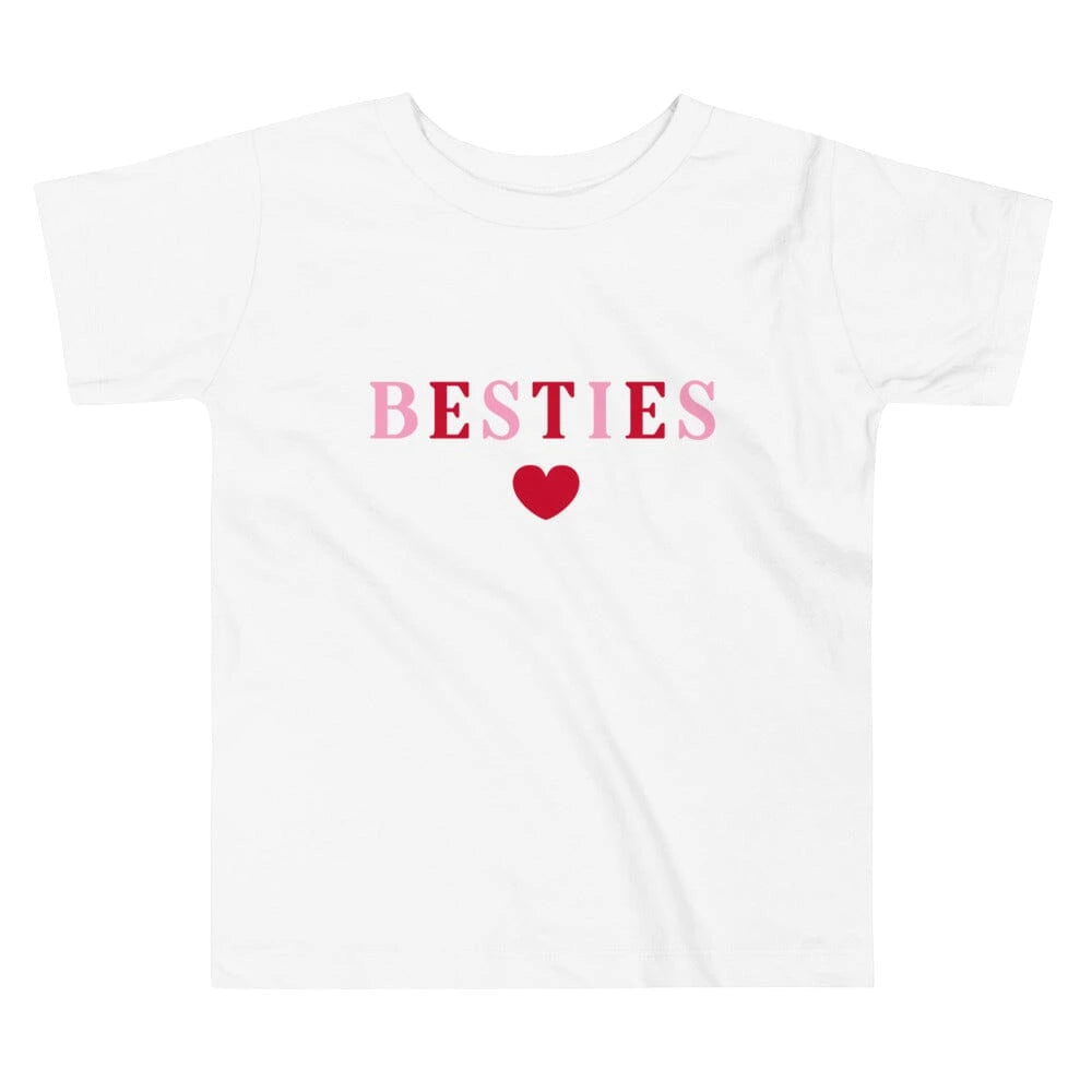 Mom and child wearing matching Besties T-shirts, showcasing a stylish and comfortable design.