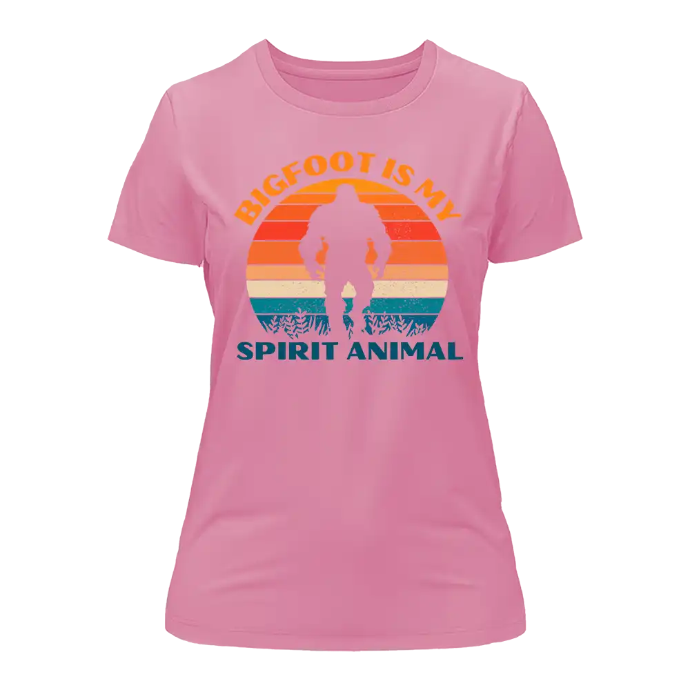 A stylish women's t-shirt featuring a unique Bigfoot design, perfect for casual wear and showcasing individuality.