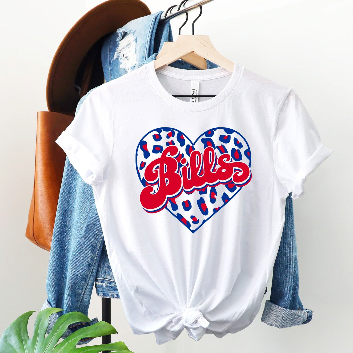 Bills Heart Leopard Unisex T-shirt featuring a vibrant leopard heart design on a soft fabric.
