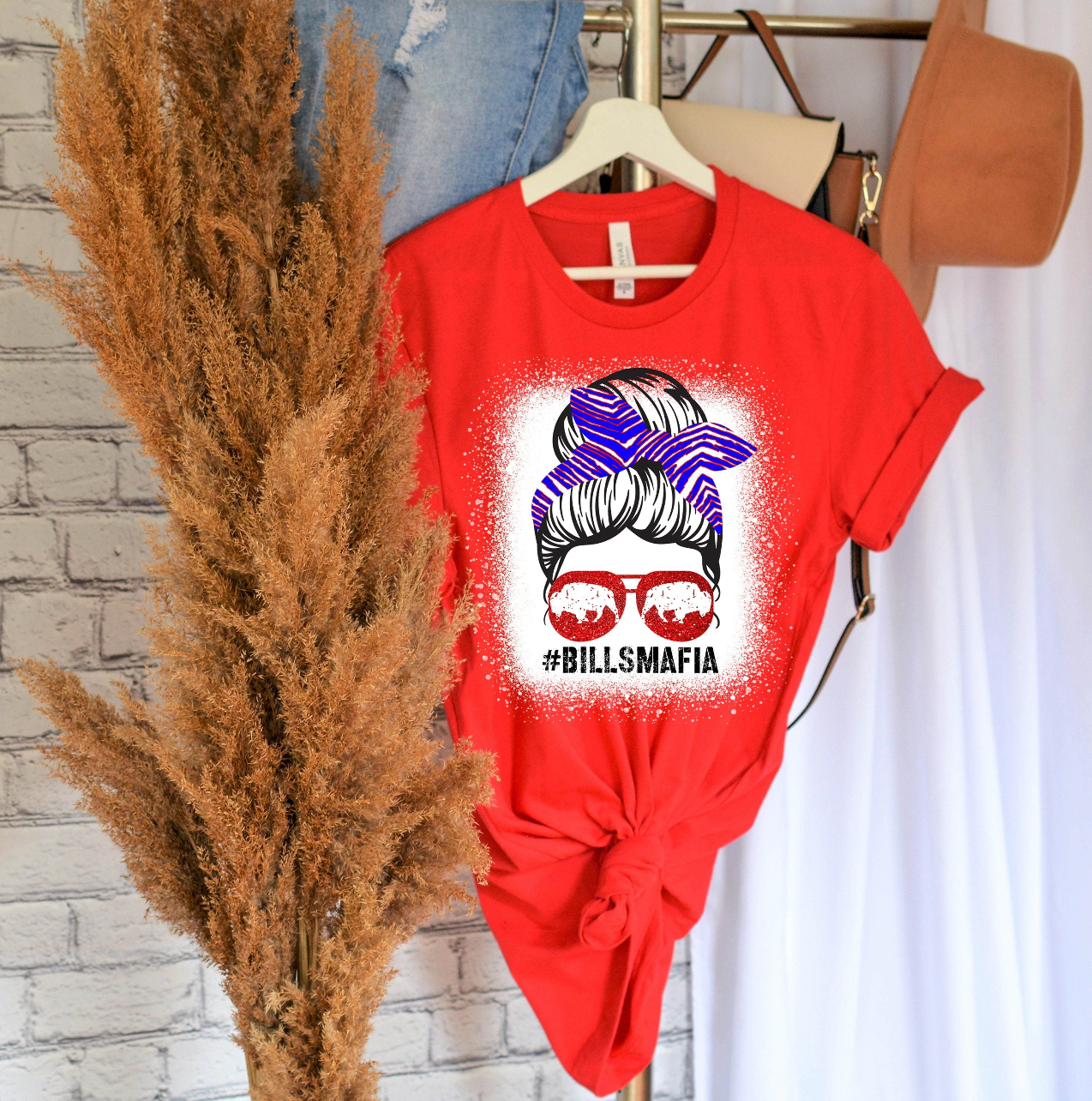 Bleach Effect Bills Mafia Unisex T-shirt featuring a unique design and soft cotton blend material.