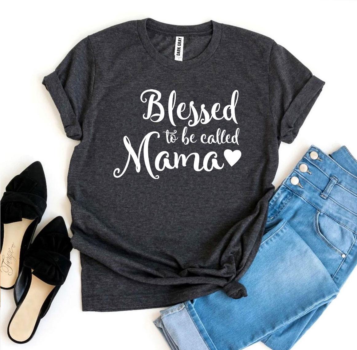 A stylish Blessed To Be Called Mama T-shirt made from premium ring spun cotton, featuring a high-quality flex print design.