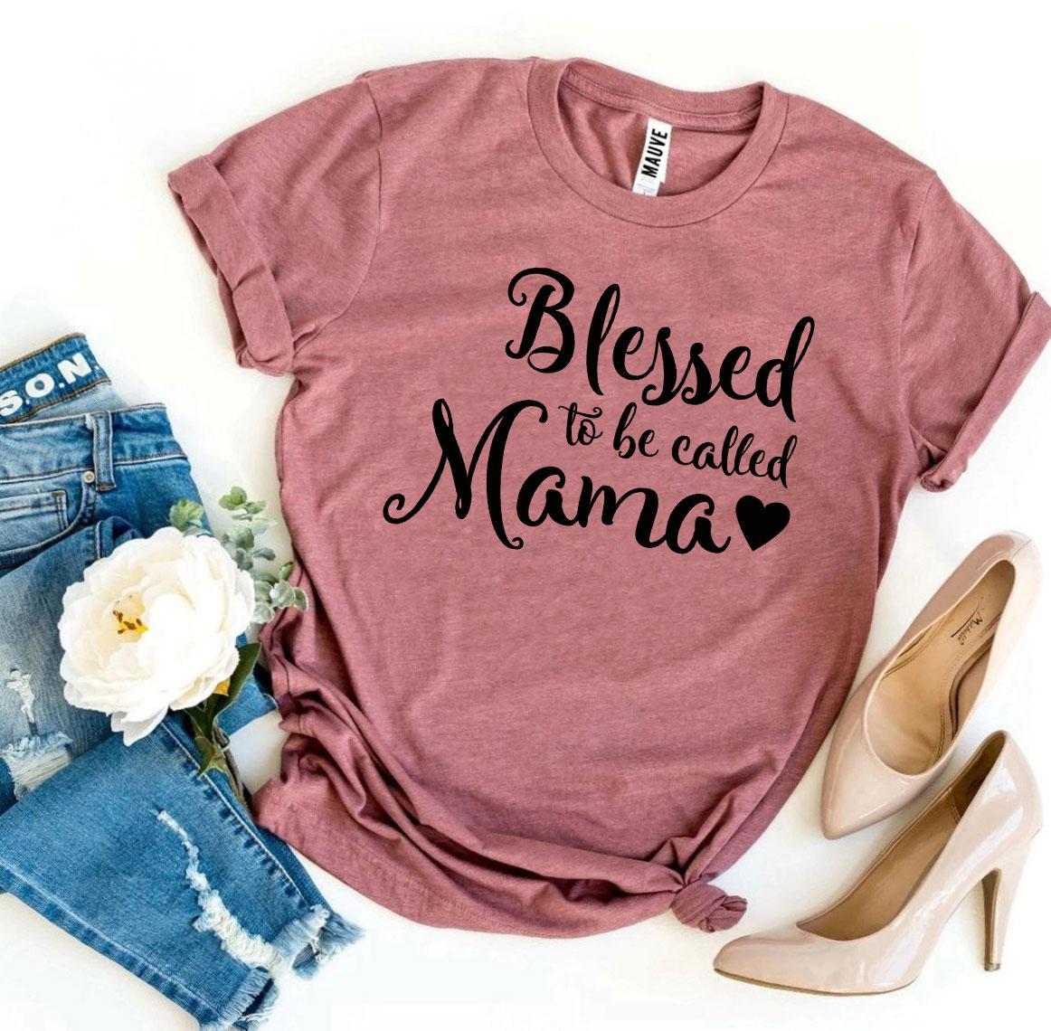 A stylish Blessed To Be Called Mama T-shirt made from premium ring spun cotton, featuring a high-quality flex print design.