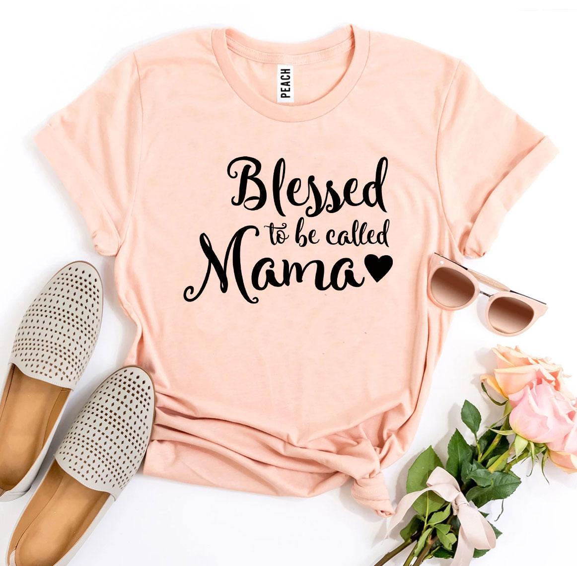A stylish Blessed To Be Called Mama T-shirt made from premium ring spun cotton, featuring a high-quality flex print design.