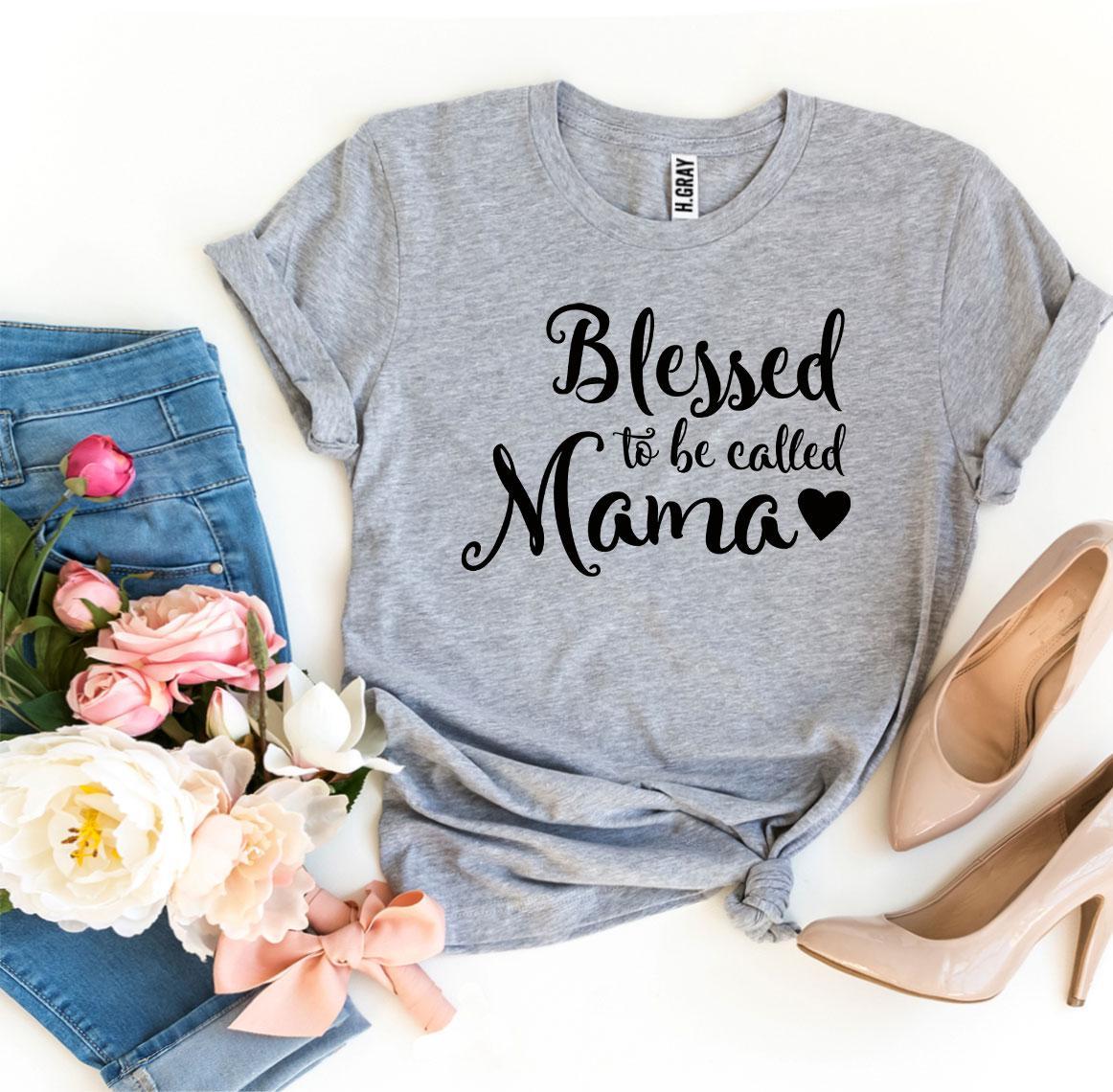 A stylish Blessed To Be Called Mama T-shirt made from premium ring spun cotton, featuring a high-quality flex print design.