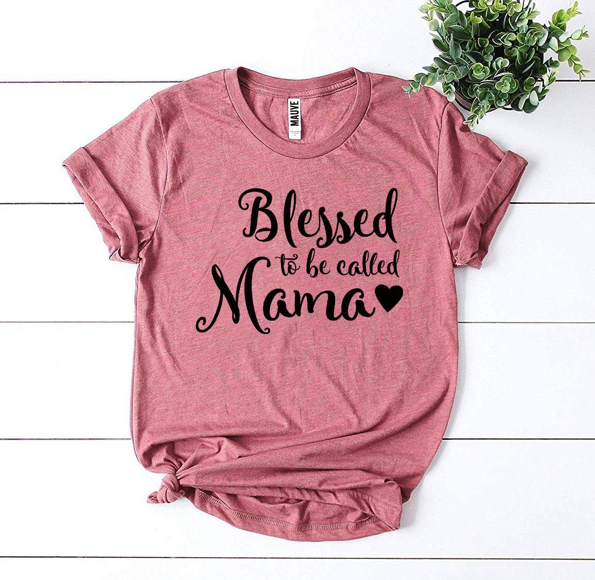 A stylish Blessed To Be Called Mama T-shirt made from premium ring spun cotton, featuring a high-quality flex print design.