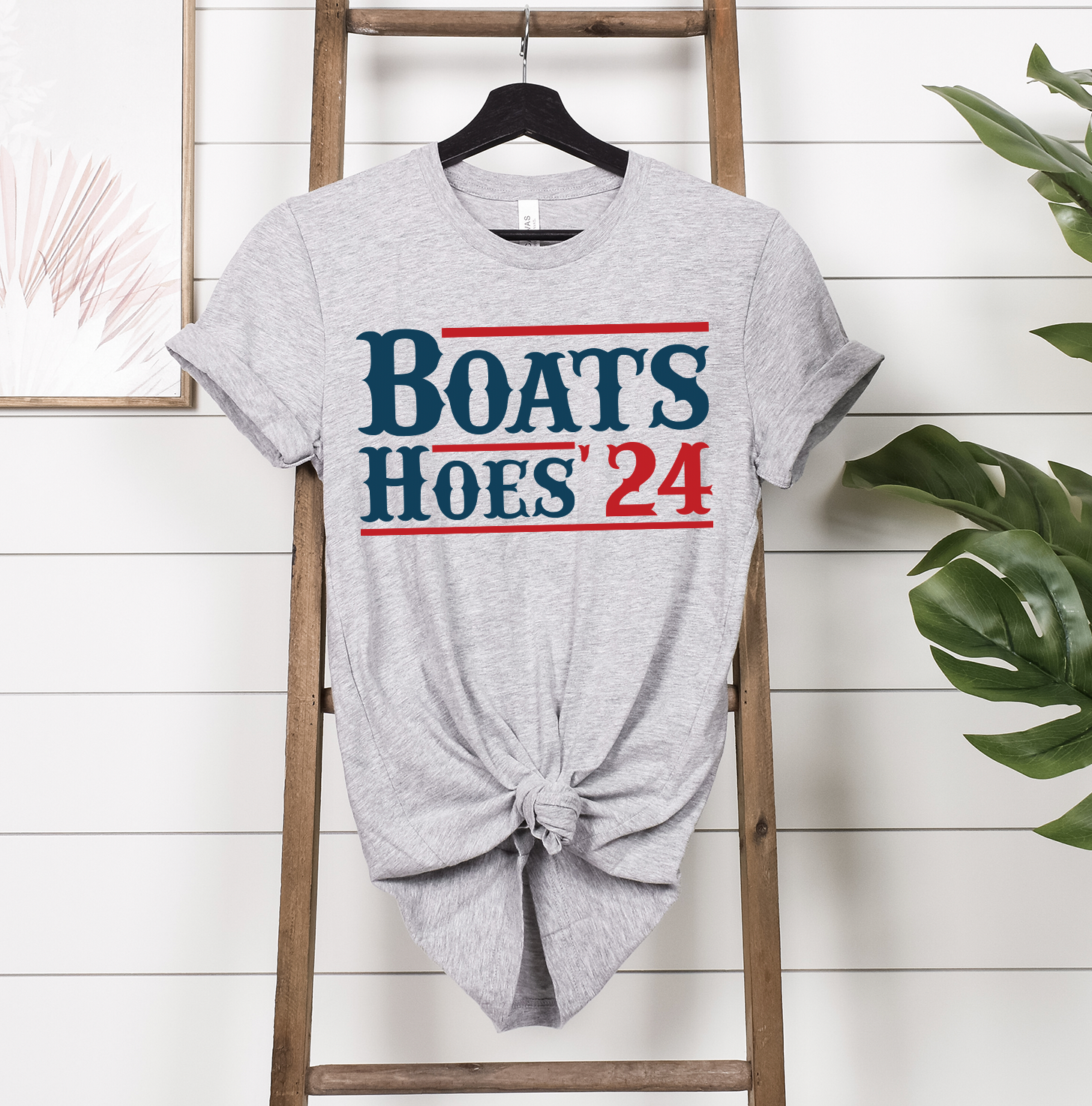 Boats and Hoes 2024 Unisex T-shirt featuring vibrant design and comfortable fabric.