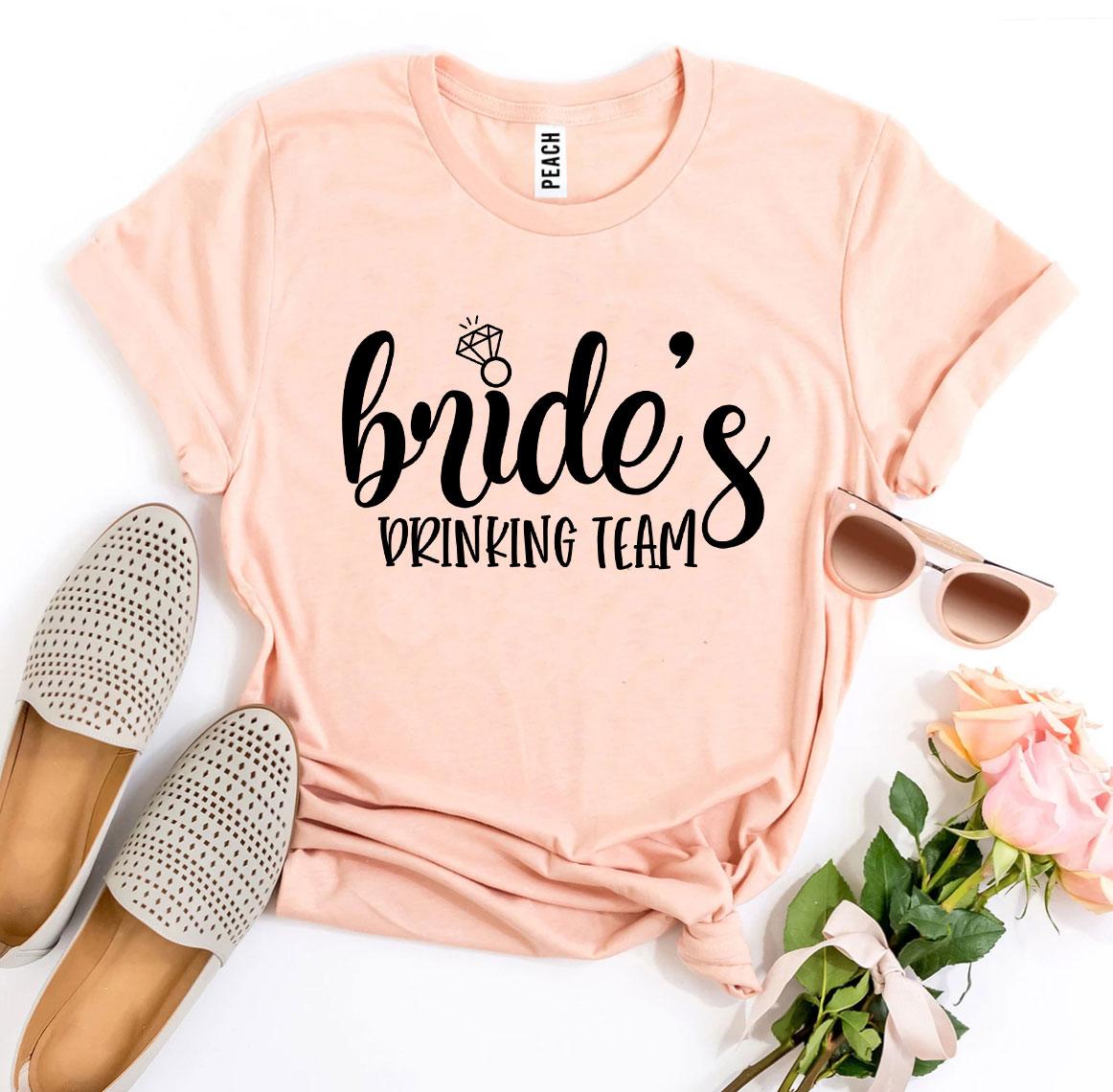 Bride’s Drinking Team T-shirt made of premium ring spun cotton, featuring a stylish flex print design.