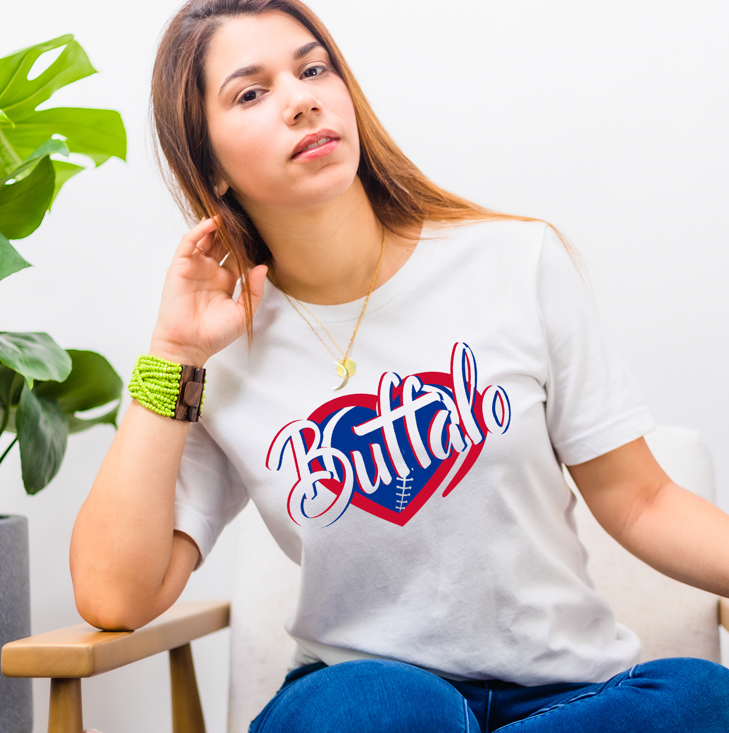 Buffalo Heart Unisex T-shirt featuring vibrant DTG printed design on soft fabric.