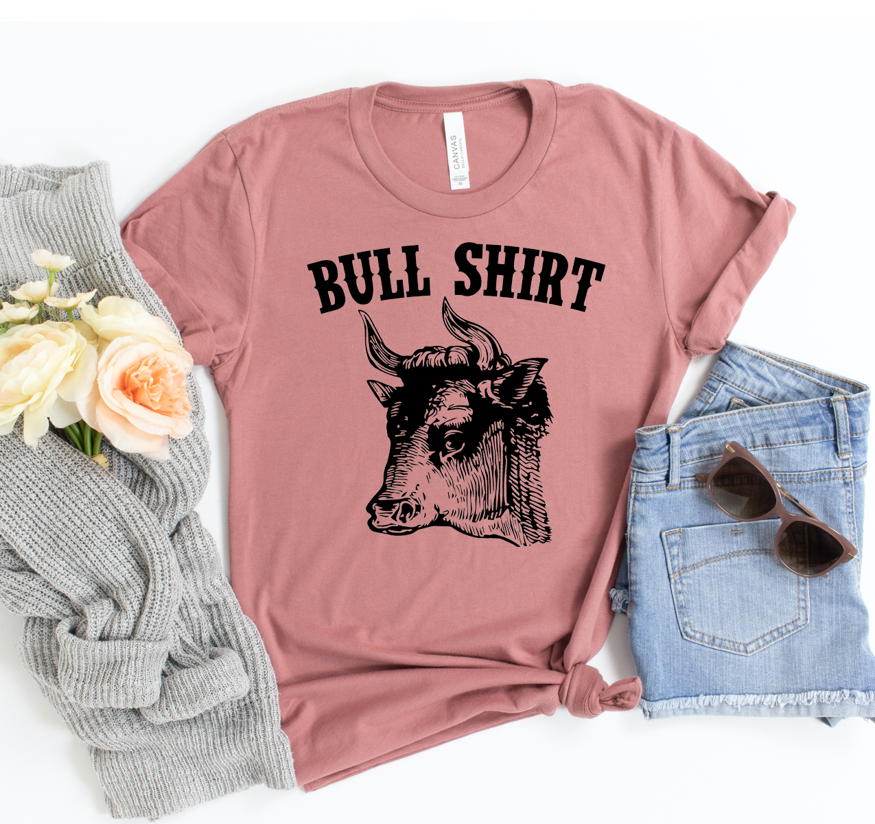 Bull Shirt T-shirt displayed on a mannequin, showcasing its unisex design and soft fabric.