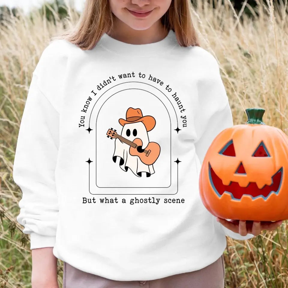 A stylish Halloween top featuring a ghostly scene design, perfect for festive celebrations.