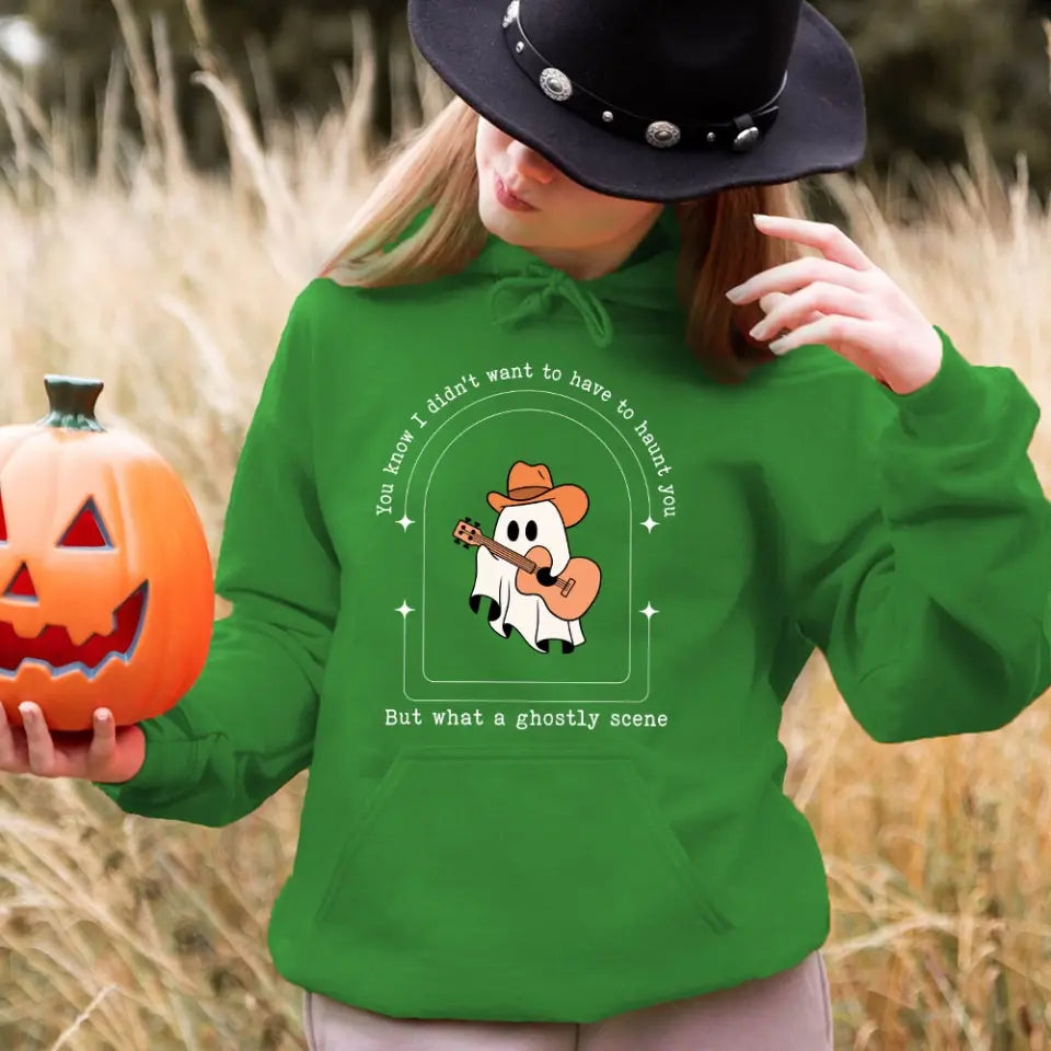 A stylish Halloween top featuring a ghostly scene design, perfect for festive celebrations.