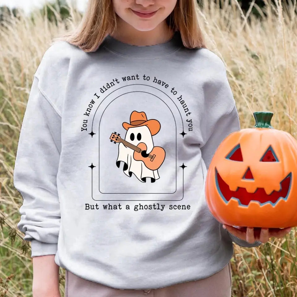 A stylish Halloween top featuring a ghostly scene design, perfect for festive celebrations.