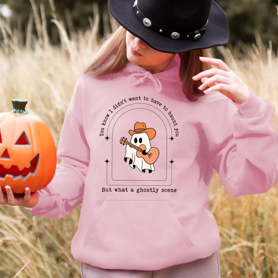 A stylish Halloween top featuring a ghostly scene design, perfect for festive celebrations.