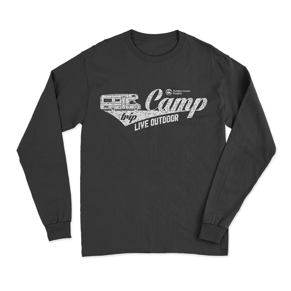 A stylish Camp Trip Men Long Sleeve Shirt in a vibrant design, perfect for outdoor activities and casual wear.