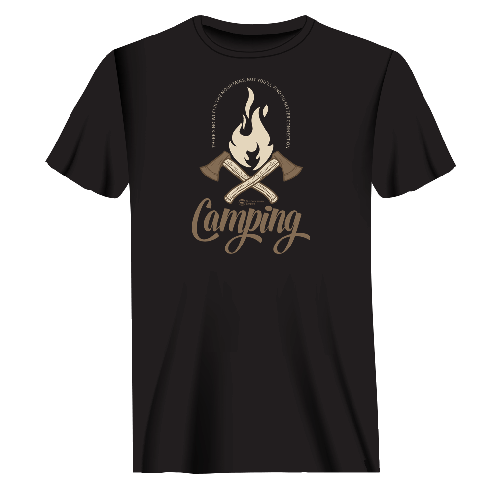 Camping Axes Unisex T-Shirt featuring a unique camping axes design, made from 100% Ringspun Cotton for comfort and style.