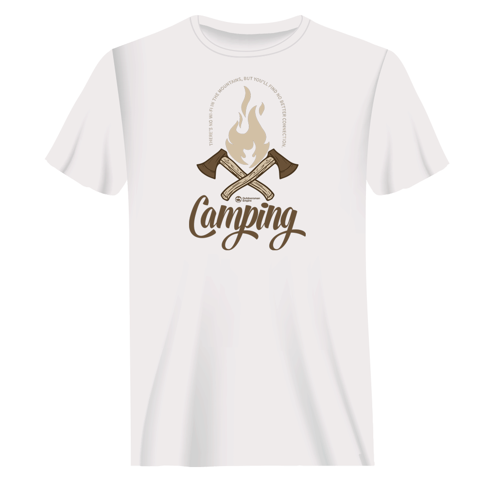 Camping Axes Unisex T-Shirt featuring a unique camping axes design, made from 100% Ringspun Cotton for comfort and style.