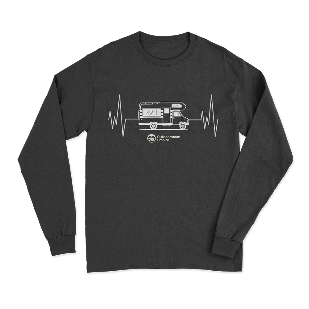 Men's long sleeve shirt featuring a unique cardiogram design, perfect for camping and outdoor activities.