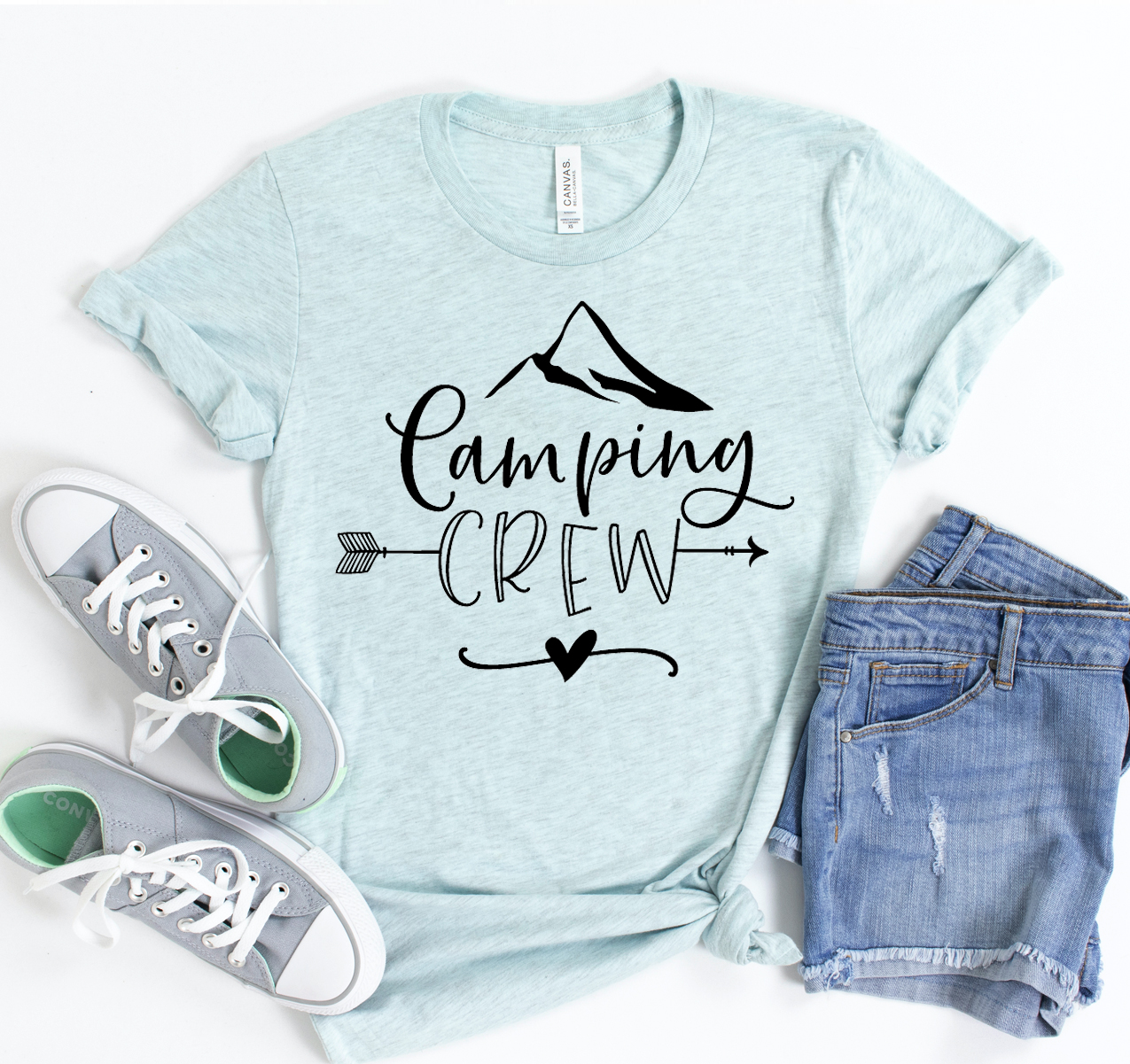 A unisex Camping Crew T-shirt made from soft, high-quality cotton, perfect for outdoor activities.