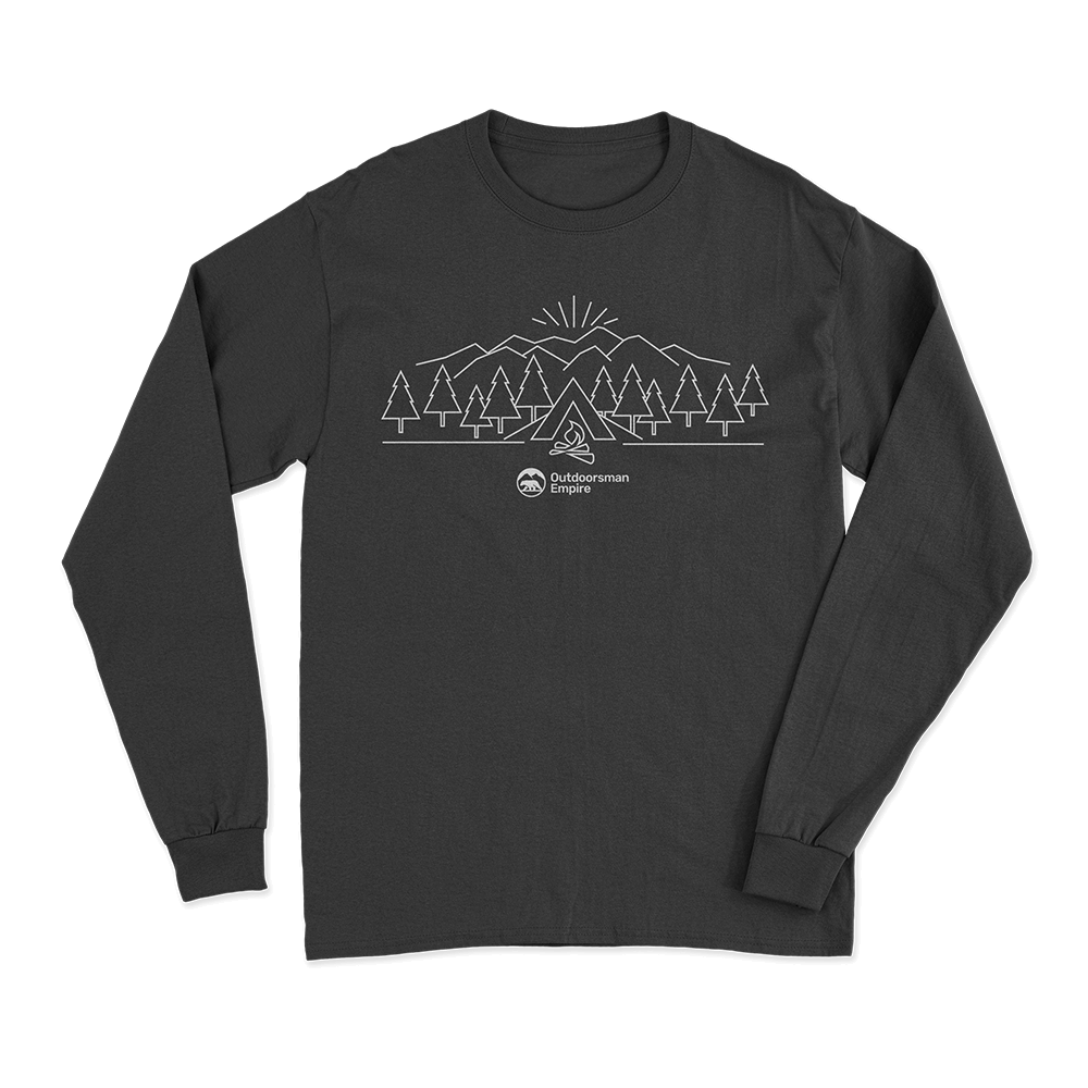 Men's long sleeve shirt featuring unique camping triangle designs, made from midweight fabric for comfort and durability.