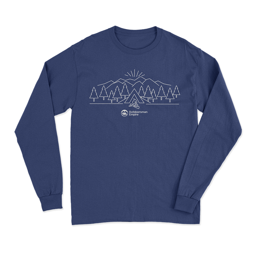 Men's long sleeve shirt featuring unique camping triangle designs, made from midweight fabric for comfort and durability.