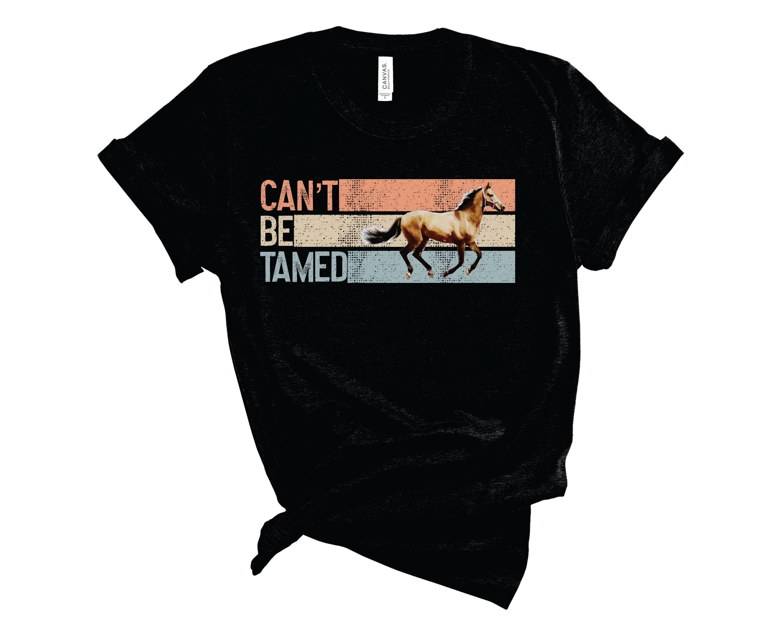 A stylish unisex graphic tee featuring a bold horse design, perfect for casual wear.