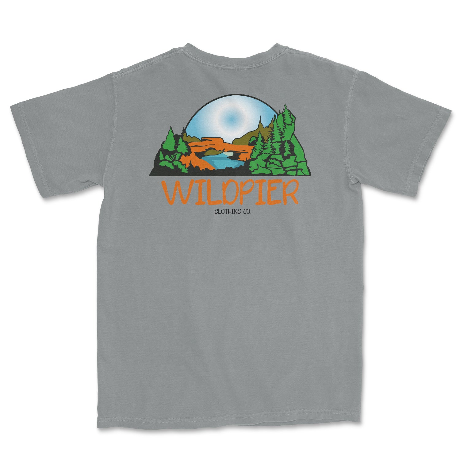 Cave Run Short Sleeve shirt in Granite color, showcasing a stylish design inspired by Cave Run Lake in Kentucky.