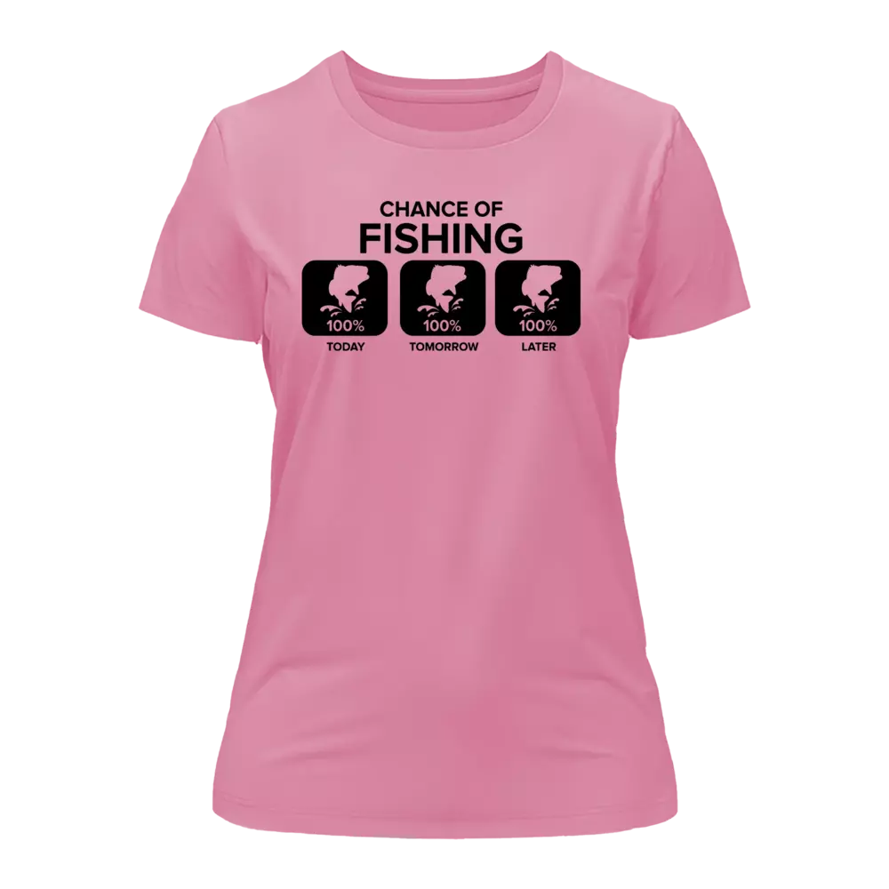 Chance of Fishing T-Shirt for Women, featuring a stylish design and made from 100% Ringspun Cotton, perfect for fishing enthusiasts.