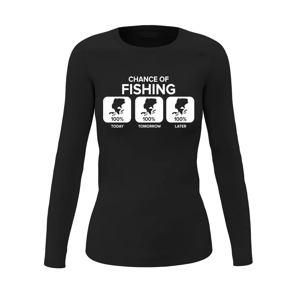 Chance of Fishing Women Long Sleeve Shirt featuring a stylish design and comfortable fit, perfect for fishing enthusiasts.