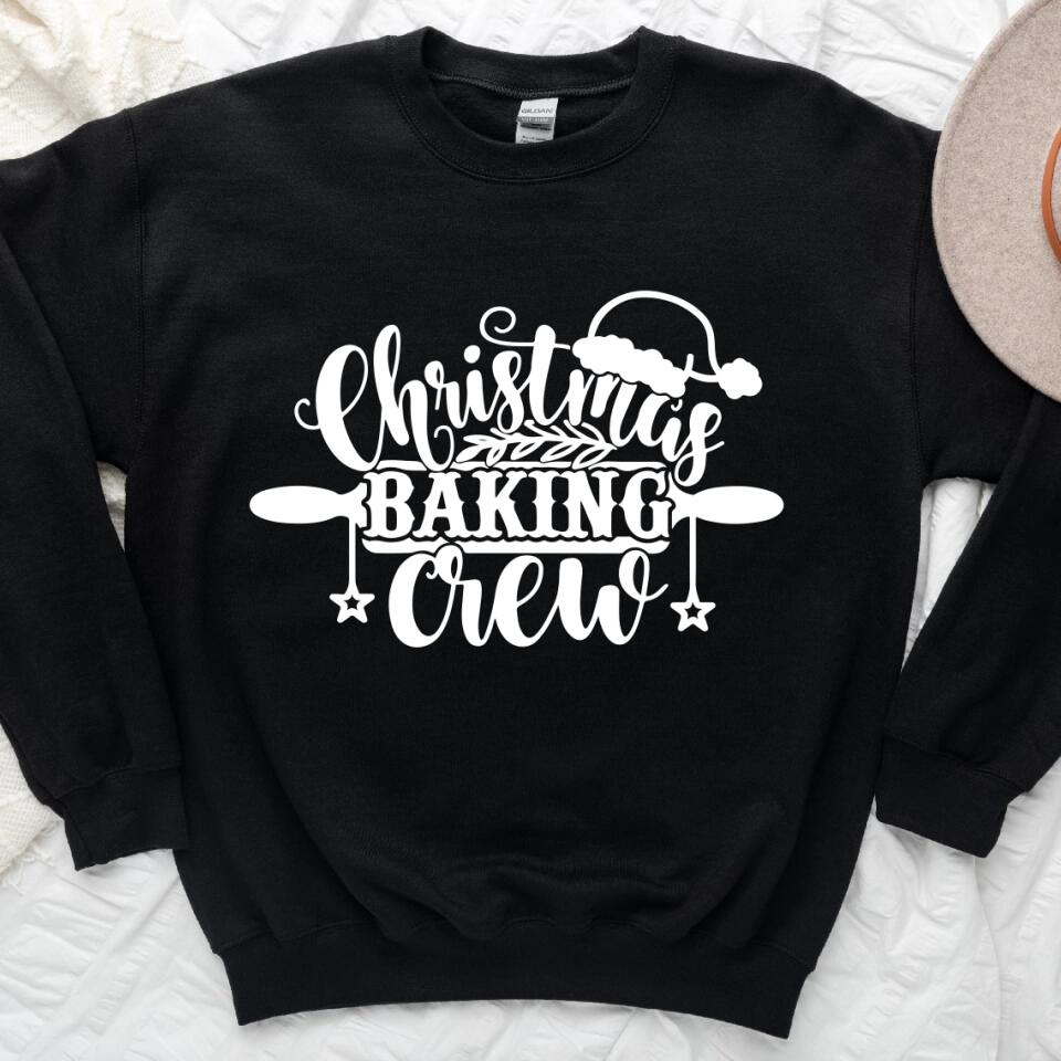 A cozy Christmas Baking Crew Top featuring festive designs, perfect for holiday baking and gatherings.