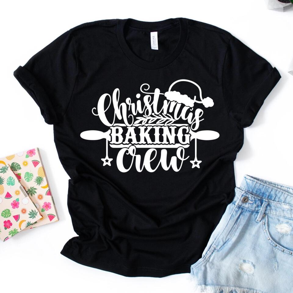 A cozy Christmas Baking Crew Top featuring festive designs, perfect for holiday baking and gatherings.