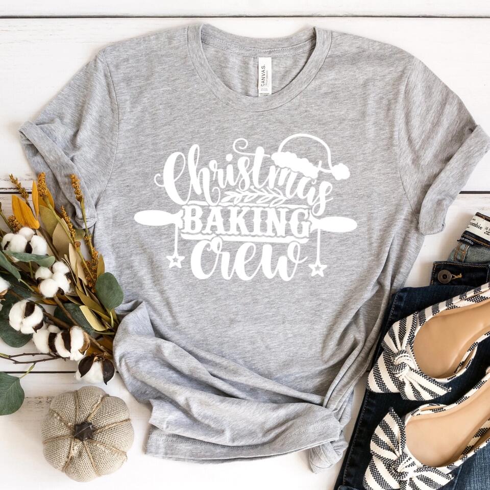A cozy Christmas Baking Crew Top featuring festive designs, perfect for holiday baking and gatherings.